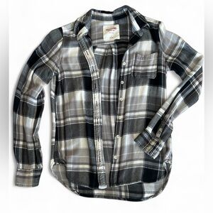 Mossimo Supply Co Black and Gray Plaid Flannel Shirt